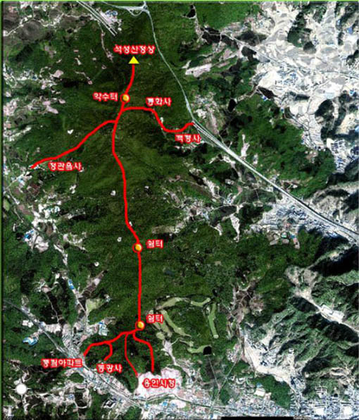 석성산 등산로 노선로 사진