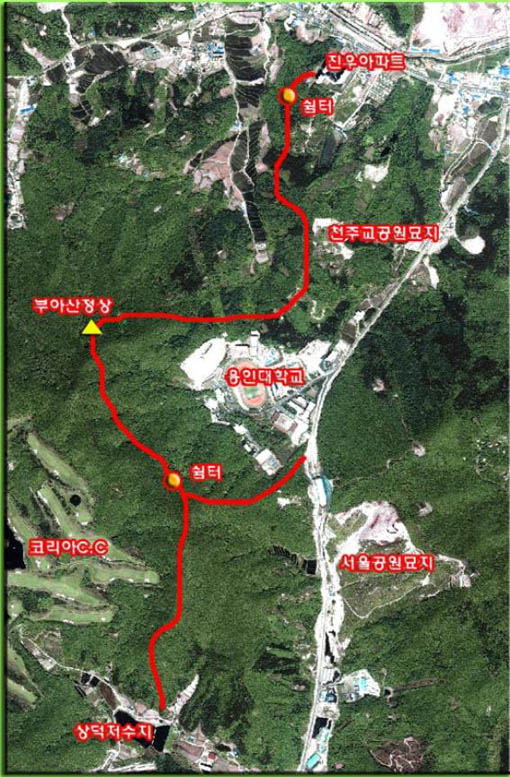 부아산 등산로 노선로 사진